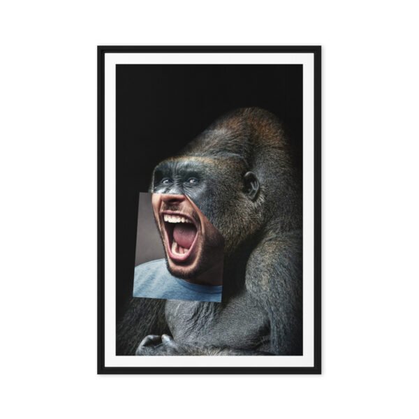 framed-canvas-in-black-24x36-front-6915c9489b252.jpg Gorilla Gone Human Framed Canvas (24"x36")