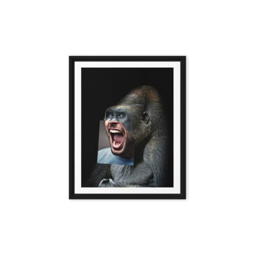 framed-canvas-in-black-8x10-front-691596d5c56a5.jpg Gorilla Gone Human Framed Canvas (8"x10")