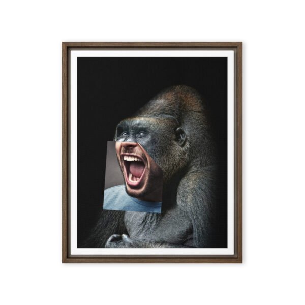framed-canvas-in-brown-16x20-front-6915c2b5ae147.jpg Gorilla Gone Human Framed Canvas (16"x20")