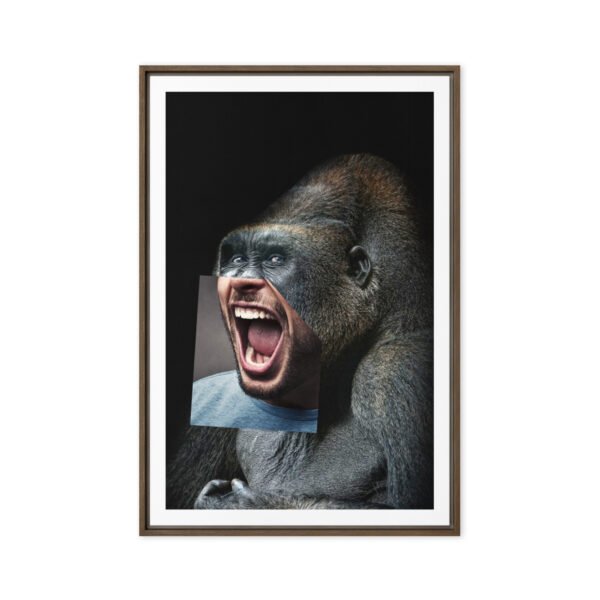 framed-canvas-in-brown-24x36-front-6915c9489a5a7.jpg Gorilla Gone Human Framed Canvas (24"x36")