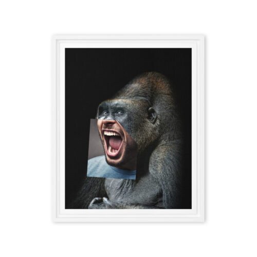 framed-canvas-in-white-16x20-front-6915c2b5ad44d.jpg Gorilla Gone Human Framed Canvas (16"x20")