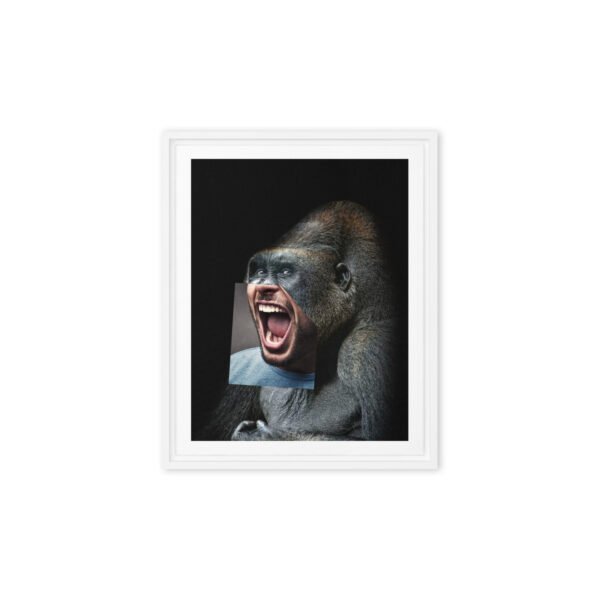 framed-canvas-in-white-8x10-front-691596d5c62bc.jpg Gorilla Gone Human Framed Canvas (8"x10")